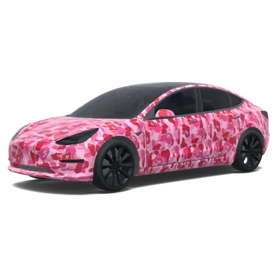 Pink Camo Tesla Wrap – Tesla Model 3 wrap