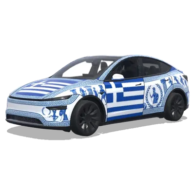 Греческий флаг – оклейка Tesla Model Y