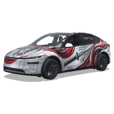 深紅の回路サムライ – テスラ Model Y ラッピング