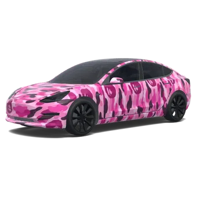 Pink Camo Tesla Wrap – Tesla Model 3 wrap