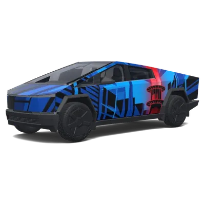 Nソウルタワー (N seoul tower. Colors: blue, black, red.) – テスラ Cybertruck ラッピング