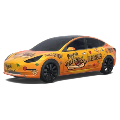 橙黃披薩主題塗裝 – 特斯拉 Model 3 塗裝