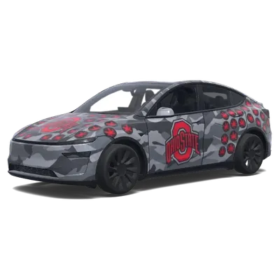 Gray Camo Buckeye Tesla Wrap – Tesla Model Y wrap