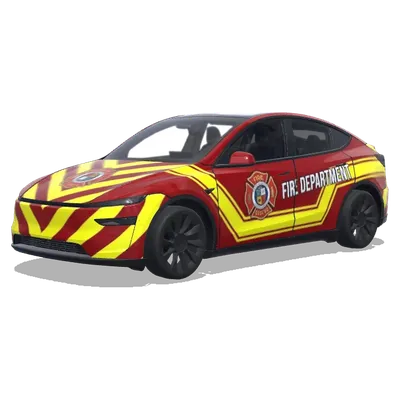 Rot-gelbes Chevron-Feuerwehrdesign – Tesla Model Y Wrap