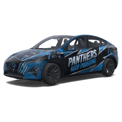 Carolina Panthers ohne weiße Haube (Carolina Panthers don’t leave the hood white..) – Tesla Model Y Wrap