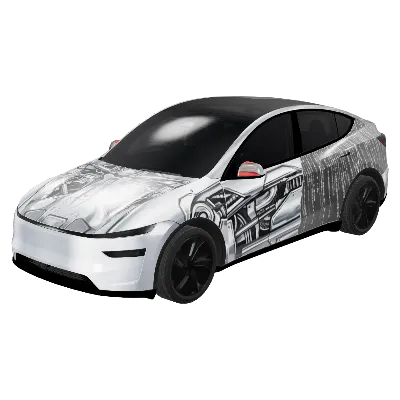 크롬 사이버펑크 - 모델 Y 주니퍼 프리미엄 (Chrome Cyberpunk - Model Y Juniper Premium) – 테슬라 Model Y 랩핑
