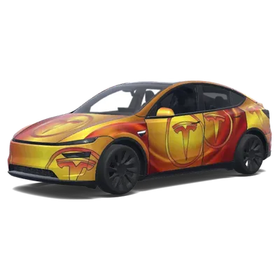 Décalque de logo Tesla à flamme dorée – covering Tesla Model Y