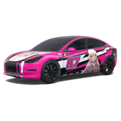 Pink Anime GT – Tesla Model 3 wrap