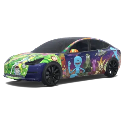 Rick and Morty Stil (Rick and morty styled design.) – Tesla Model 3 Wrap