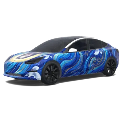 Jésus bleu royal doré – covering Tesla Model 3