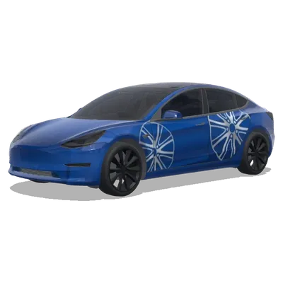 蓝车银轮毂（blue tesla with silver wheels. Colors: blue.） – 特斯拉 Model 3 涂装