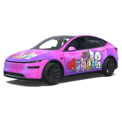 BT21 Pink Purple Tesla Wrap – Tesla Model Y wrap