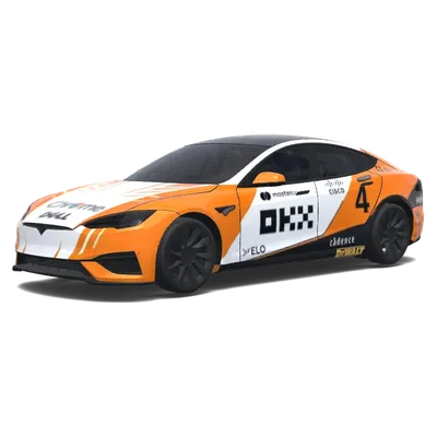 Orangefarbene Rennstreckengeschwindigkeit – Tesla Model S Wrap