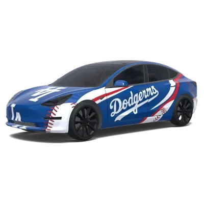 LA Dodgers (LA Dodgers. Colors: blue, white.) – covering Tesla Model 3