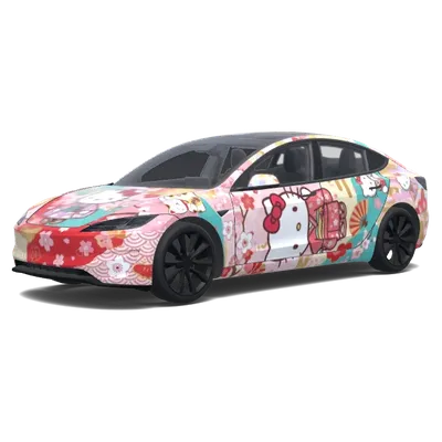 和風ハローキティ – テスラ Model 3 ラッピング