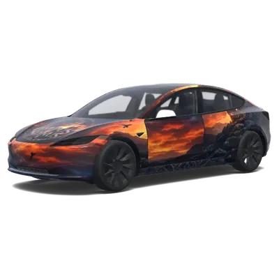 ファイアリーサンセットラップ – テスラ Model 3 ラッピング