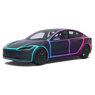 Neon Glow Mattgrau (neon glow+matt gray) – Tesla Model 3 Wrap