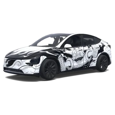 Monochromer Drachenfluss – Tesla Model Y Wrap