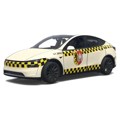 Leipziger Taxi Folierung (Erstell mir eine Folierung für ein Leipziger Taxi.) – Tesla Model Y Wrap