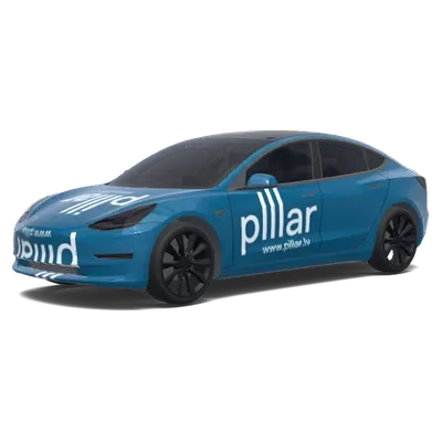 Electric Blue Pillar Wrap – Tesla Model 3 wrap