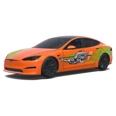 Wrap Orange Run Man – covering Tesla Model S