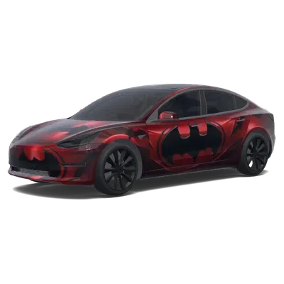 バットマン 赤 (Metallic red with the Batman theme. Colors: red.) – テスラ Model 3 ラッピング