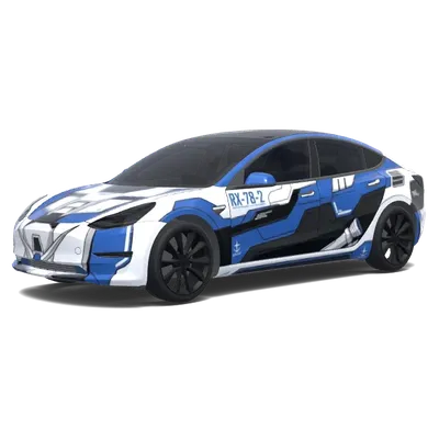건담 테마 (Put gundam theme. Colors: white, blue, black.) – 테슬라 Model 3 랩핑