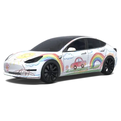 Kinderzeichnung Stil – Tesla Model 3 Wrap