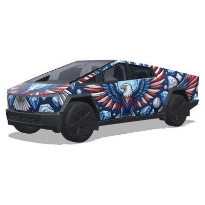 Патриотичный алмазный орёл – оклейка Tesla Cybertruck