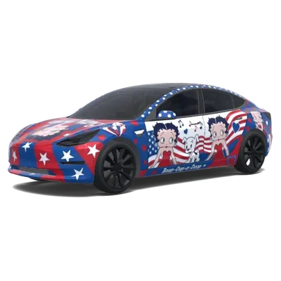 Бетти Буп (Betty Boop. Colors: red, blue, white.) – оклейка Tesla Model 3