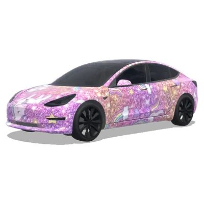pink girly unicorn sparkly. – Tesla Model 3 wrap