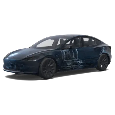 Tiefblaue Kaskade – Tesla Model 3 Wrap