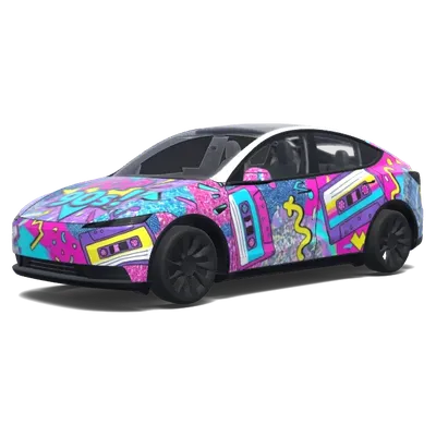 90年代流行音樂主題（Make a wrap that represents 90s pop music.） – 特斯拉 Model Y 塗裝