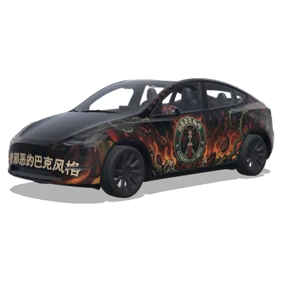 邪悪なスターバックス風 (极度邪恶的星巴克风格.) – テスラ Model Y ラッピング