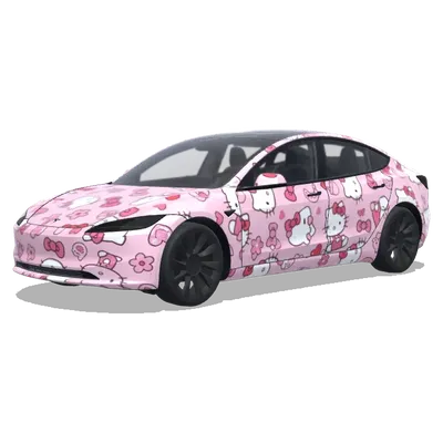 Pink Hello Kitty Bow Pattern (主体使用粉色hello kitty.) – Tesla Model 3 wrap