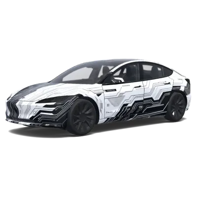 Self Driving Tesla. Colors: white, black. – Tesla Model 3 wrap