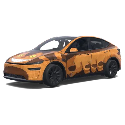 Catbus Front (Cat face as the front. Girl in the windshield) – Tesla Model Y Wrap