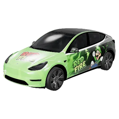 ルイージサンダーカート (Luigi Green Thunder Kart Wrap) – テスラ Model Y ラッピング