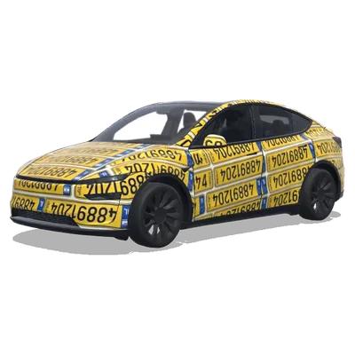 노란색 번호판 48891204 (לוחית רישוי 48891204. Colors: yellow.) – 테슬라 Model Y 랩핑