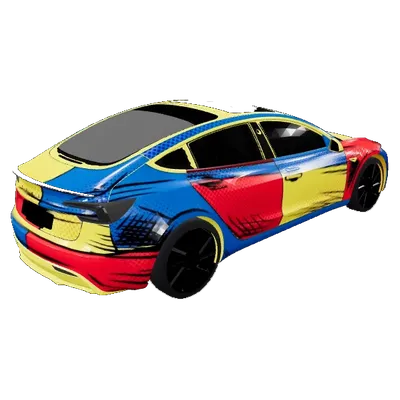 セルシェイドコミック - Model 3 Highland Performance (Cel-Shaded Comic - Model 3 Highland Performance) – テスラ Model 3 ラッピング