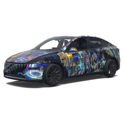 Cyberpunk City Glow – Tesla Model Y wrap