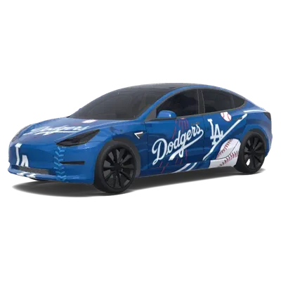 LA Dodgers Baseball. Colors: blue. – Tesla Model 3 wrap