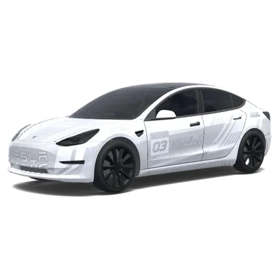 White Racing Livery – Tesla Model 3 wrap