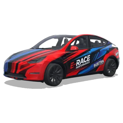 Красная обтяжка E-Race Electra – оклейка Tesla Model Y
