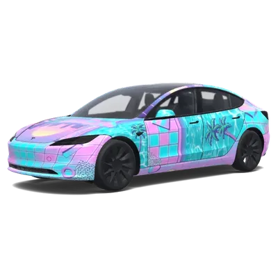 Vaporwave Pool Ästhetik (Vaporwave Pool aesthetics.) – Tesla Model 3 Wrap