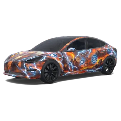 Pokémon Unown et éclairs – covering Tesla Model 3