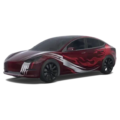 Weinrote Flammen – Tesla Model 3 Wrap