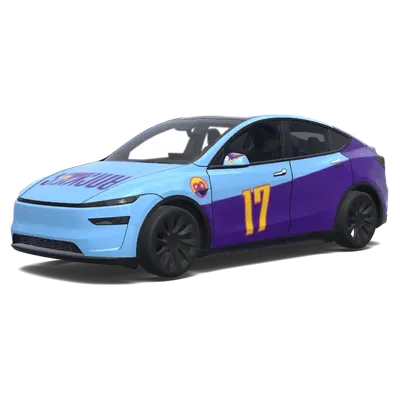 Обтяжка №17 в фиолетово-синих тонах – оклейка Tesla Model Y