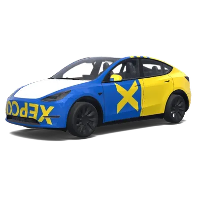 XEPCOH с флагом (text 'XEPCOH', Ukrainian Flag.) – оклейка Tesla Model Y